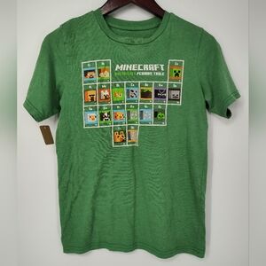Minecraft Periodic Table Graphic Green Short Sleeve Kids Tee Size Large